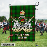 Personalized Custom Name Clan Primrose (Fife) Tartan Garden Flag with Clan Crest and the Golden Sword of Courageous Legacy PQ36 - Primrose (Fife) Tartan Design, Scottish Heritage Gift